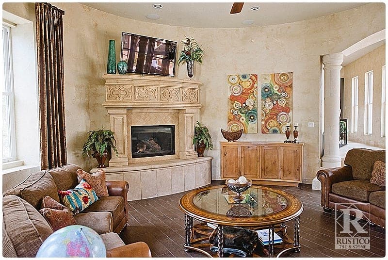 pinon cantera fireplace