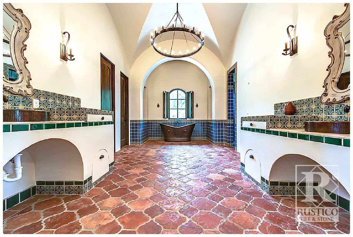 Antique Saltillo Tile in the Riviera Pattern