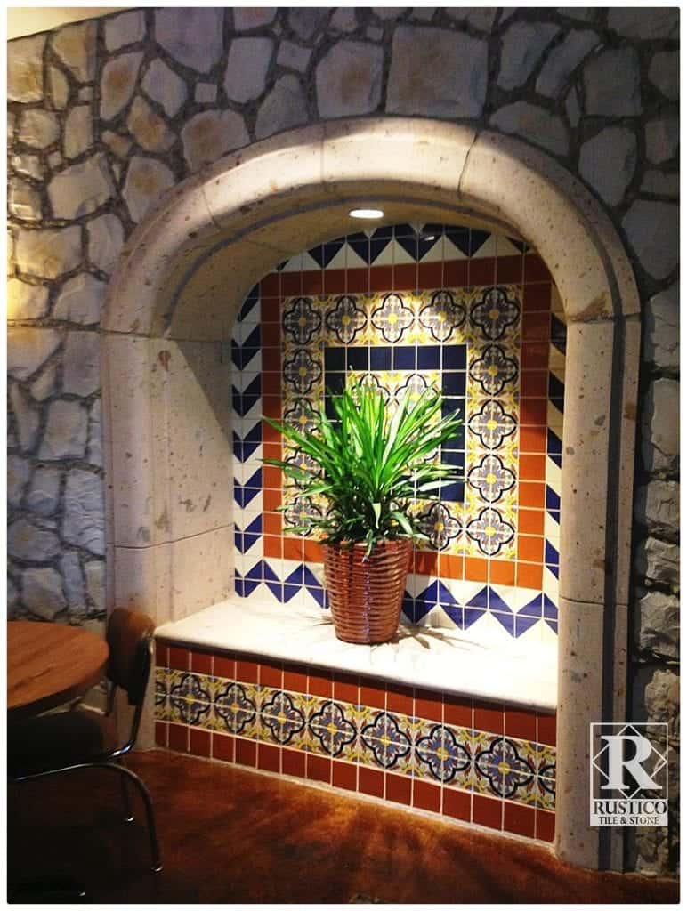mexican tile stone surround