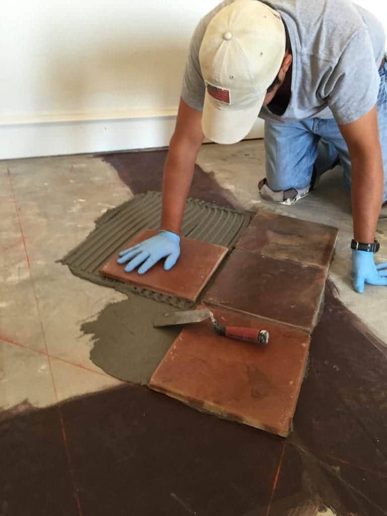 Setting Sealed Saltillo Tile without Spacers