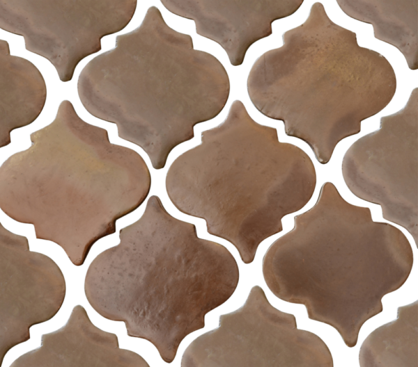 brown terracotta tile in fleur de lis pattern