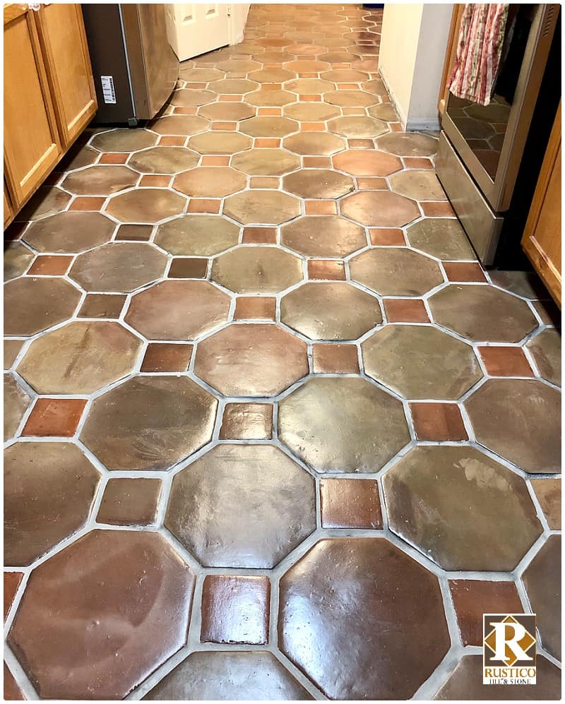 brown octagon terracotta tile floor