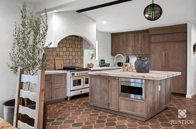 Saltillo terracotta tile - san felipe pattern - manganese color - kitchen project