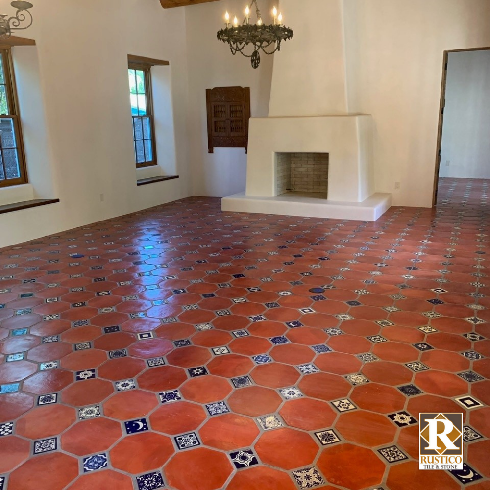 Octagon Terracotta Tile Flooring in Spanish Mission Red Color