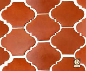 mission red terracotta tile in arabesque pattern