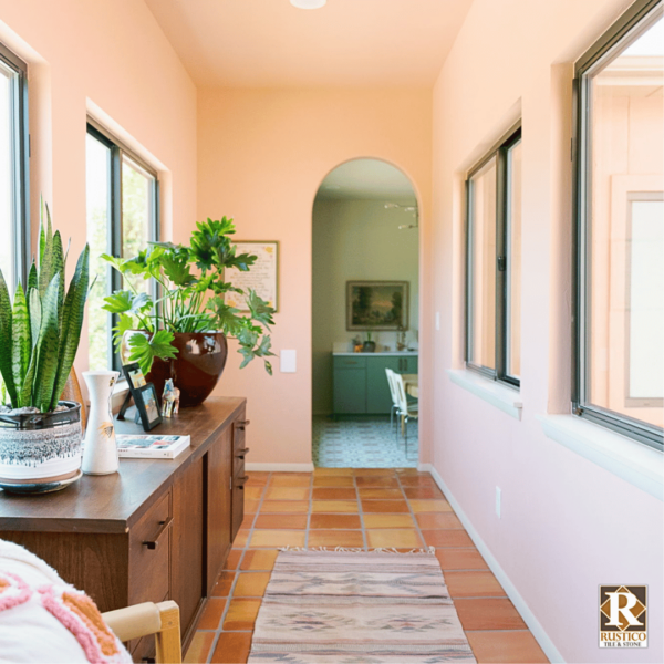 modern rustic hallway 12x12 terracotta tile flooring