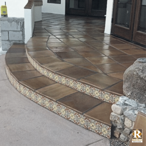 outdoor patio manganese Saltillo tile flooring talavera tile risers