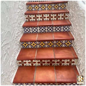 mexican tile stairs in spanish mission red