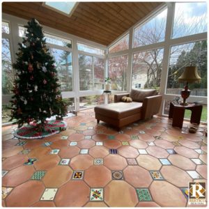 octagon mexican tile living room