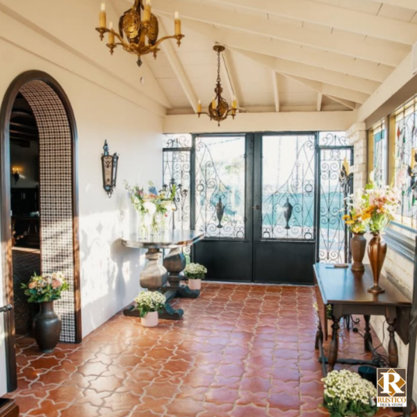 star and cross pattern in mission red terracotta flooring