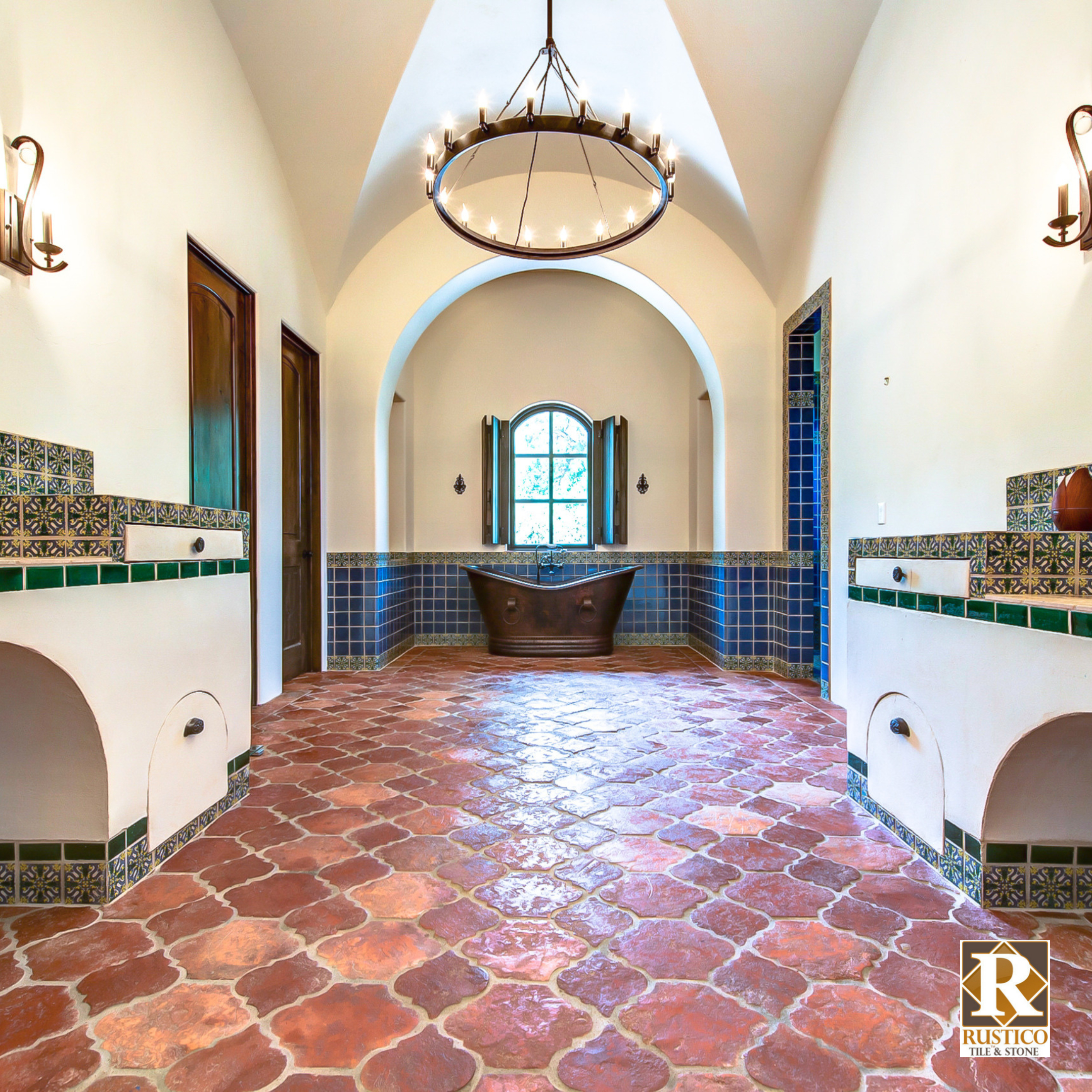 terra cotta tile bathroom floor