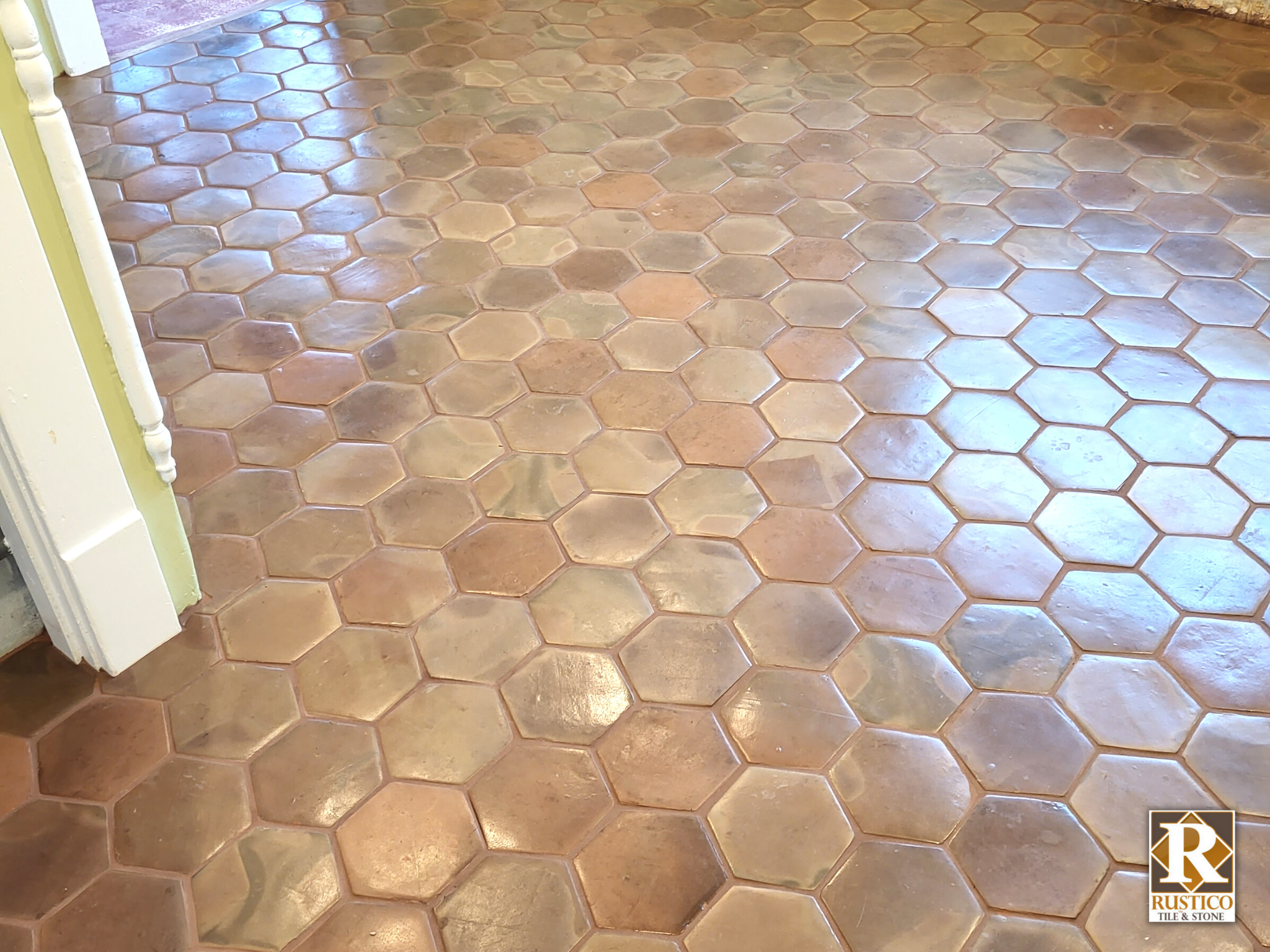 hexagon terracotta flooring in manganese saltillo tile