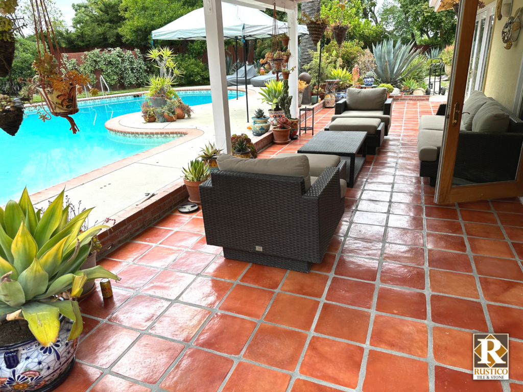 spanish mission red floor tile in woodland hills california