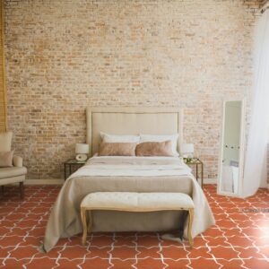 antique terracotta in star cross tile pattern