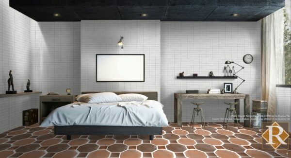 manganese saltillo tile in octagon pattern