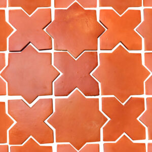 star cross terracotta tile pattern mission red