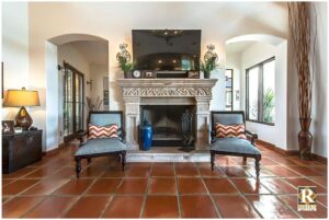 terracotta tile living room floor