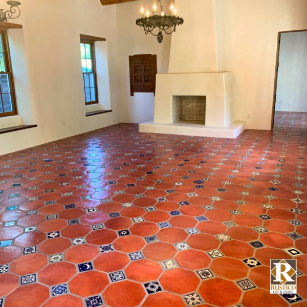 adobe style home octagon pattern terracotta flooring and talavera accents