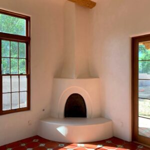 adobe style home with spanish mission red octagon terracotta flooring