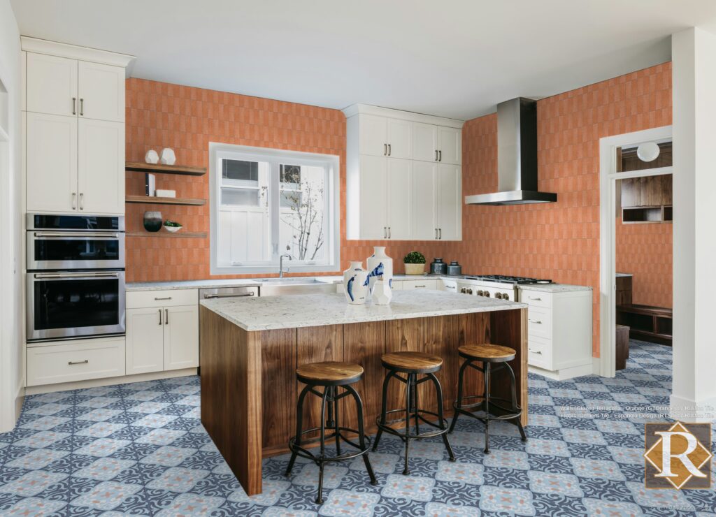 kitchen with concrete floor and glazed terracotta tiles