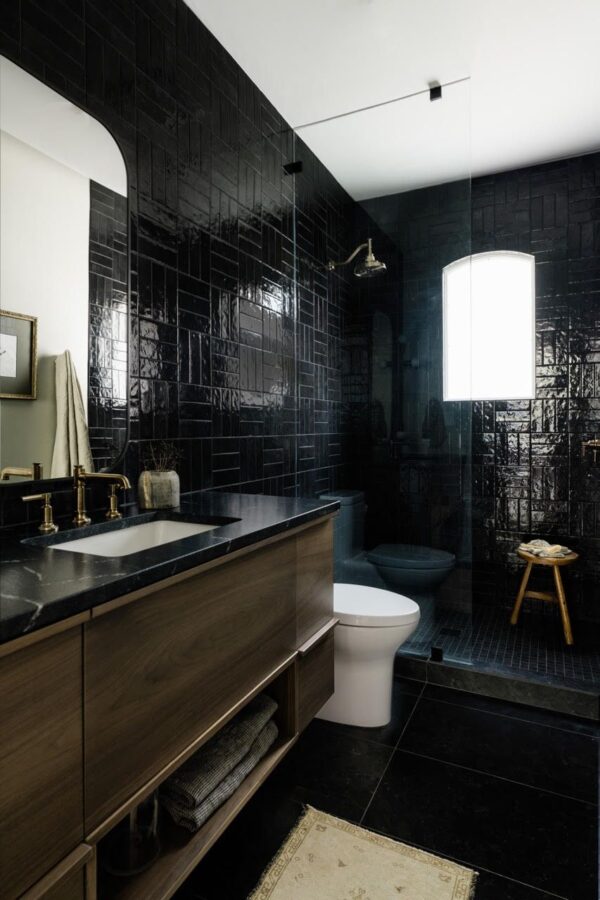 glazed black terracotta tile