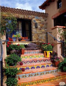 brightly patterned traditional Mexican tiles decor
