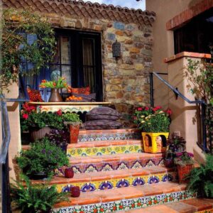 brightly patterned traditional Mexican tiles decor