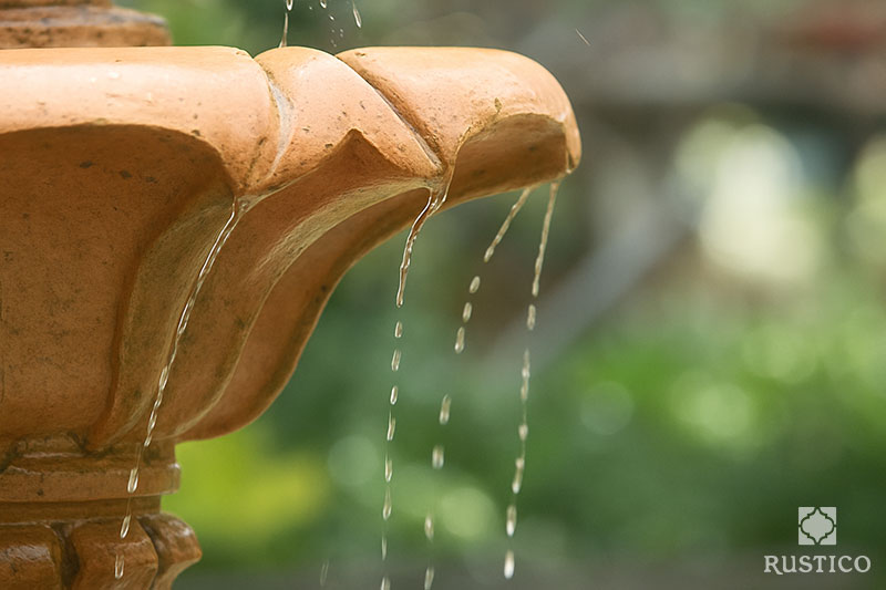 Close up of a Cantera fountain from Rustico Tile & Stone