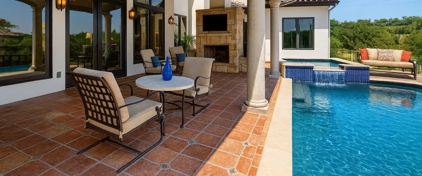 Antique Saltillo Terracotta Tile - Pool Patio