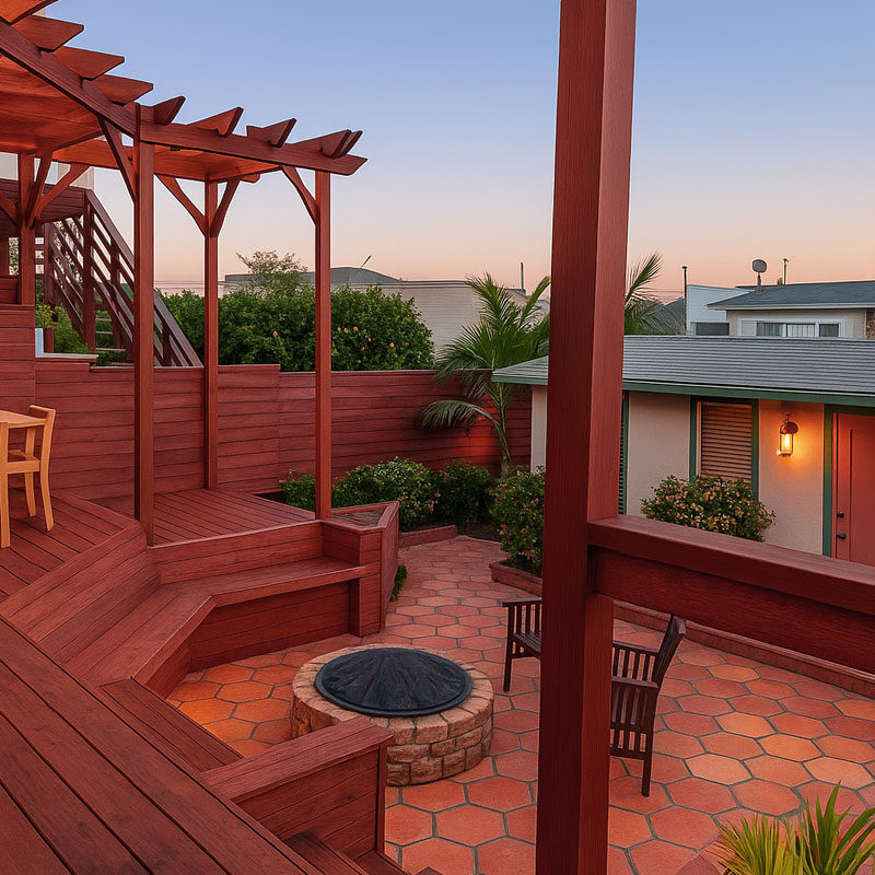 12x12 Hexagon in Spanish Mission Red - Outdoor Patio Tile