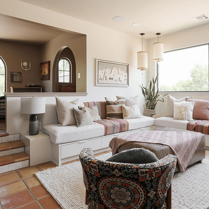 Traditional Saltillo Flooring - Living Room