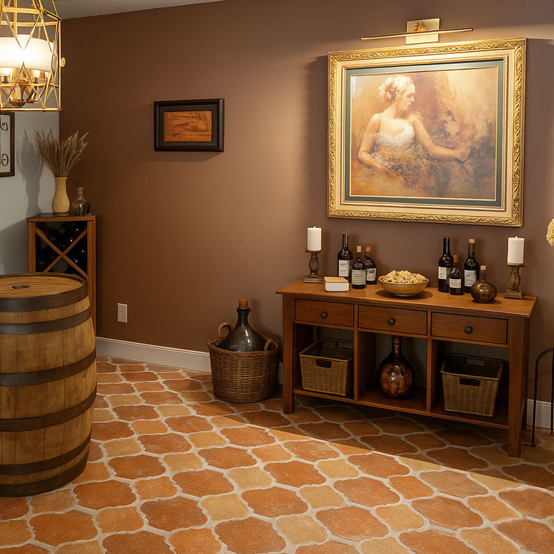 Wine Room - Riviera Pattern in Antique - Traditional Terracotta Saltillo Tile