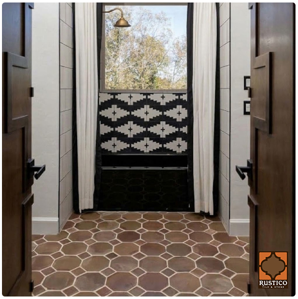 octagon brown terracotta flooring