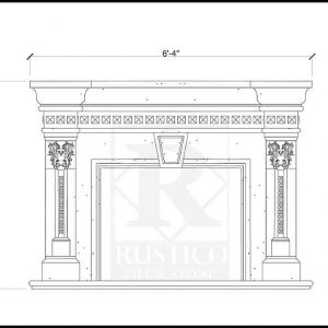 hand-carved cantera stone fireplace