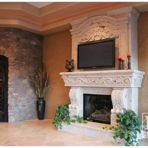 living room cantera fireplace